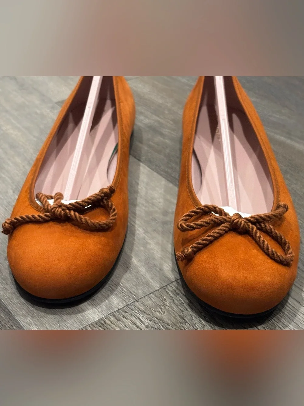 NIB Pretty Ballerinas Rosario Suede Ballerina Flats Orange/burnt Oxide Size 12